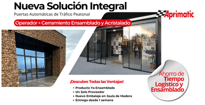Aprimatic revoluciona la instalación de puertas automáticas con operadores premontados y acristalados